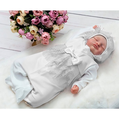 Комплект на выписку нарядный Стефи для младенца Asselina НБ 603 молочный 1 Комплект на выписку нарядный Стефи для младенца Asselina НБ 603 молочный 1